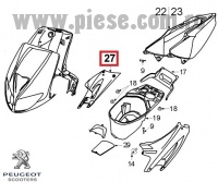 Carena laterala dreapta spate originala Peugeot Speedfight - Speedfight 2 - Speedfight - WRC - X-Race - X-Team 2T 50-100cc (galbena)